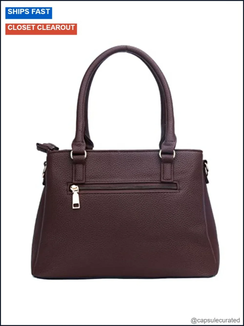 PU Leather Top Handle Satchel Handbag with 3 Compartments
